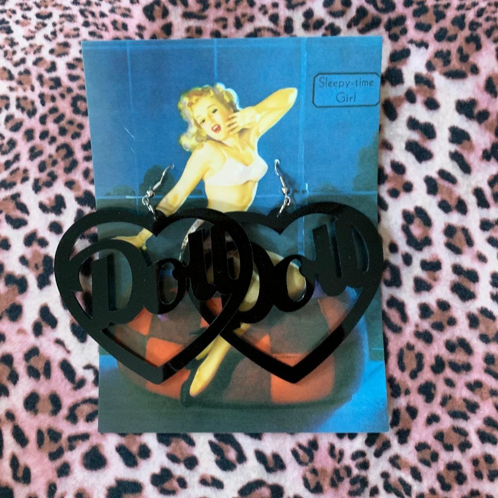 Acrylic Doll Heart Earrings